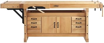 Wooden Workbench - Elite 2000 with SM04 Cabinet and Clamping Platform | Wooden Workbench - Elite 2000 with SM04 Cabinet and Clamping Platform, European Beech Multi-Purpose, Crafts DIY Project