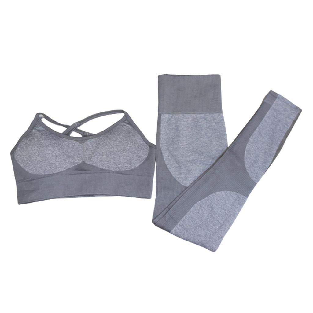 ATORSE Yoga Outfits for Women 2 Piece Set Workout Leggings Sports Bra S Gray Sporting Goods | Fitness Running & Yoga | Clothing & Accessories | Womens Clothing | Track Suits-image-47