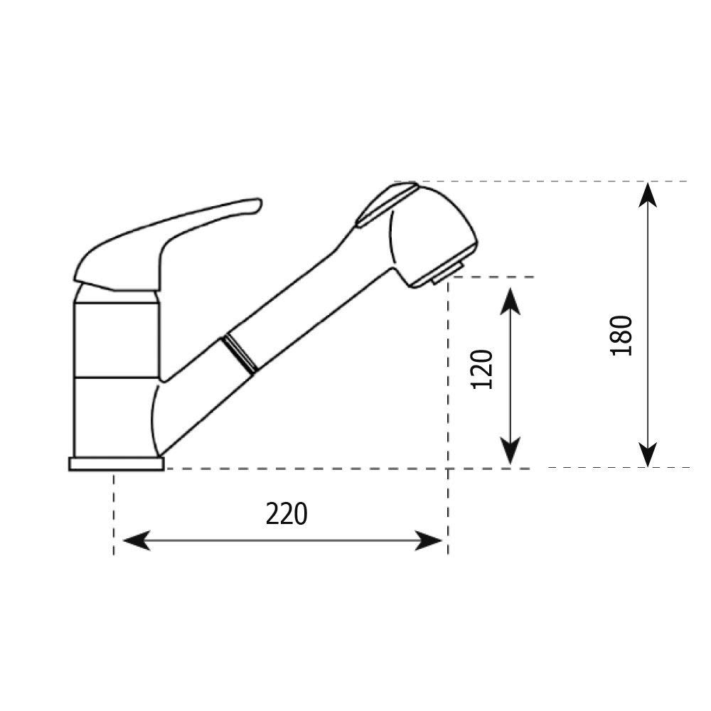 Paini Mitigeur monocommande de cuisine, lavabo, chromé, levier supérieur avec douchette extractible 2 jets et cumulateur, design moderne, entièrement fabriqué et fabriqué en Italie