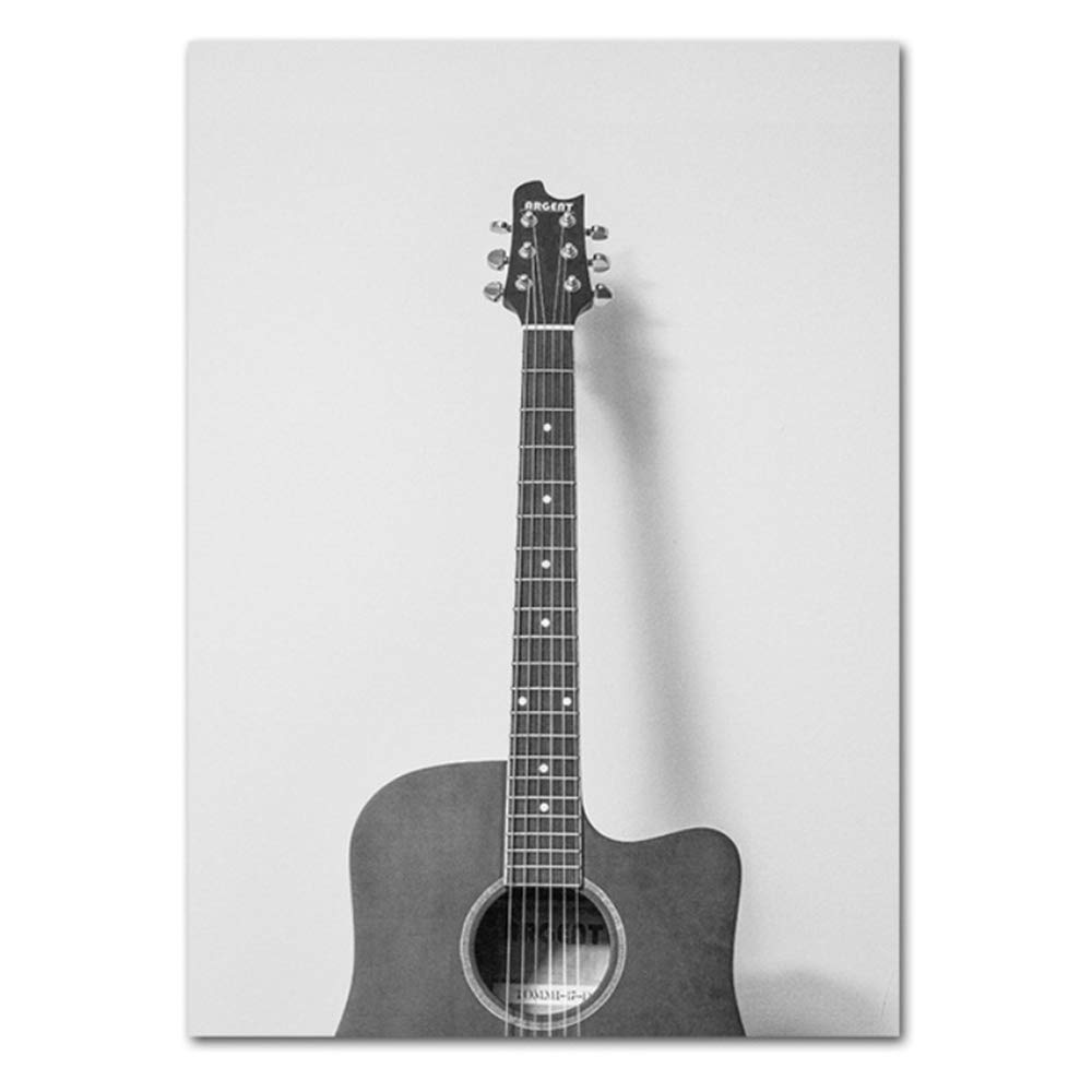 Impresiones de guitarra retro y carteles de lona Placa giratoria antigua de vinilo Lámina de pared Pintura decorativa Imagen para sala de estar 60x80cm (23.6 "x 31.5") x2 Con marco