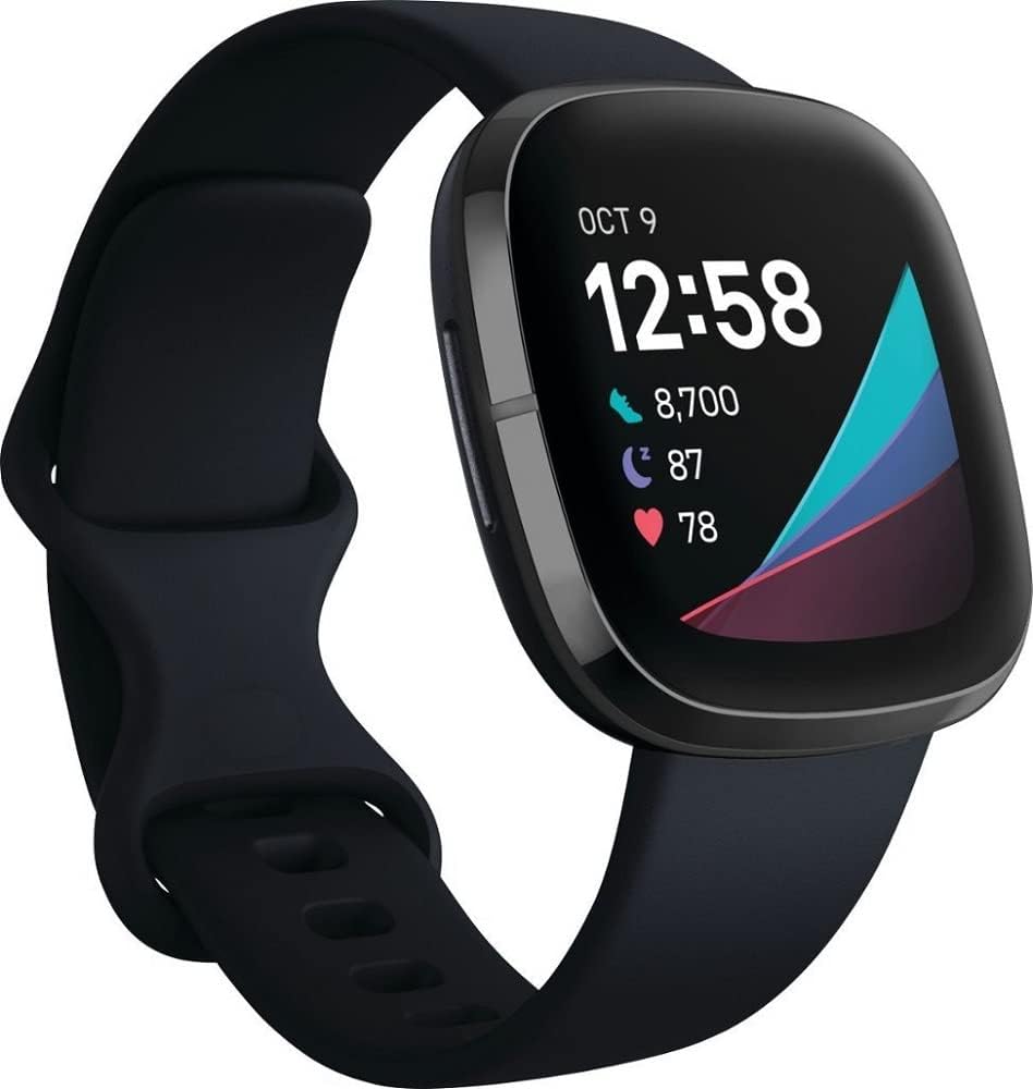 Fitbit Sense Advanced Smartwatch with Tools for Heart Health, Stress Management & Skin Temperature Trends, Carbon/Graphite, One Size (S & L Bands Included) (Renewed) : Electronics