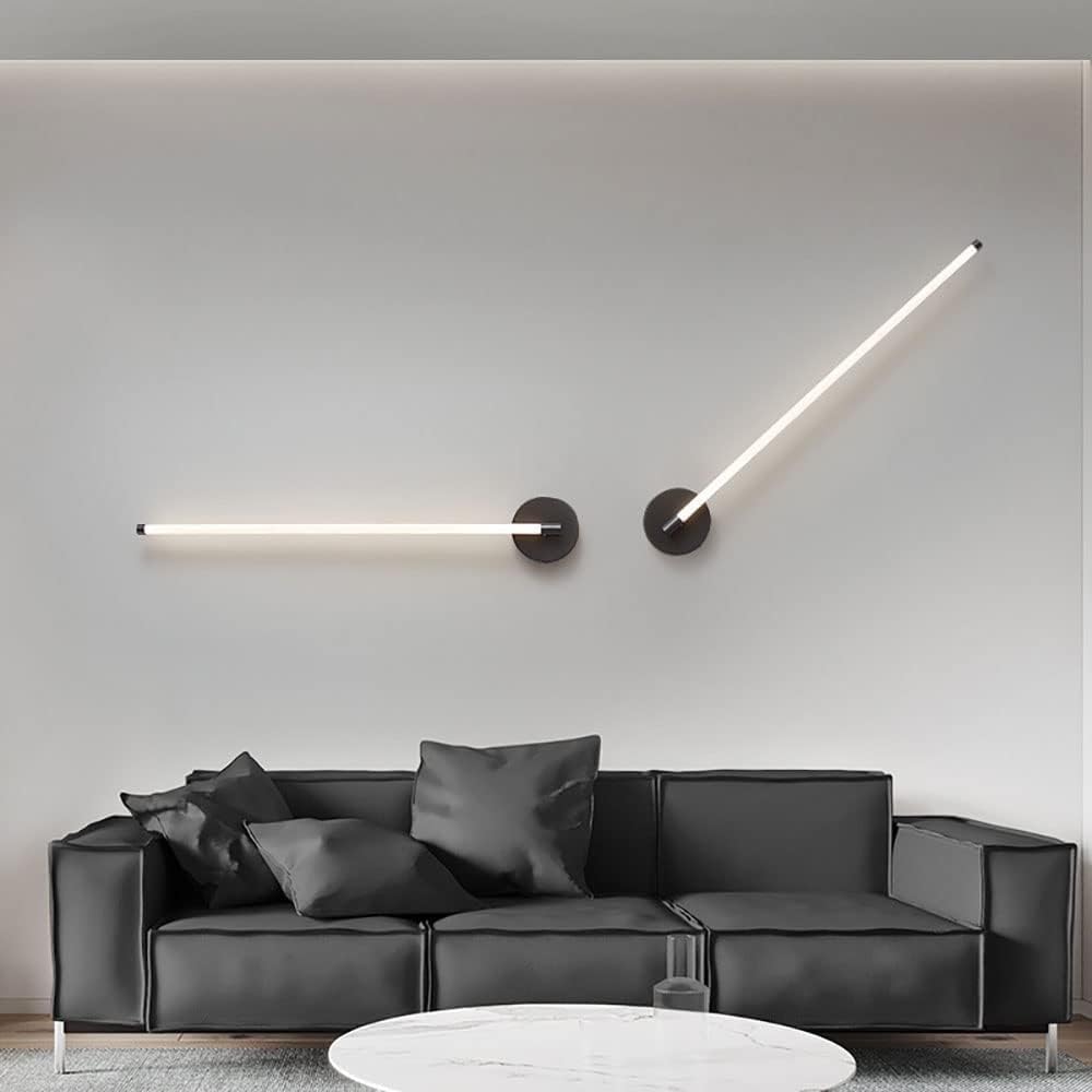 Apliques de Pared Modernos de Cobre, Lámpara de Pared Lineal Negra, Led, Tubos Largos de Acrílico Blanco, Decoración