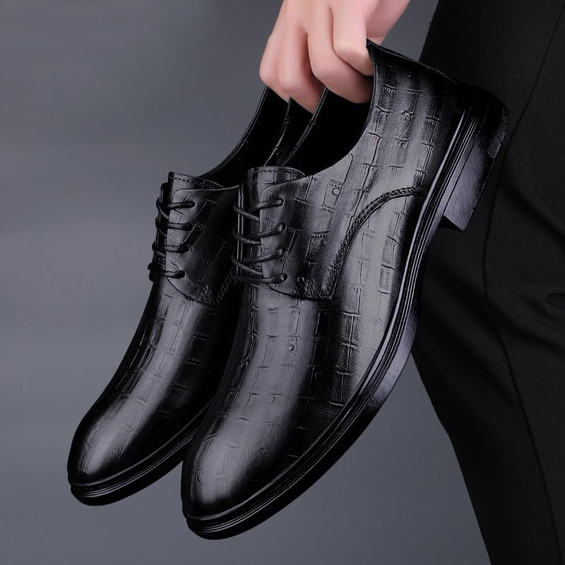 Men's Casual Dress Shoes Dress Oxford Formal Shoes for Men Lace Up Round Toe Genuine Leather Solid Color Shoes Anti-Slip Low Top Non Slip Resistant Party4