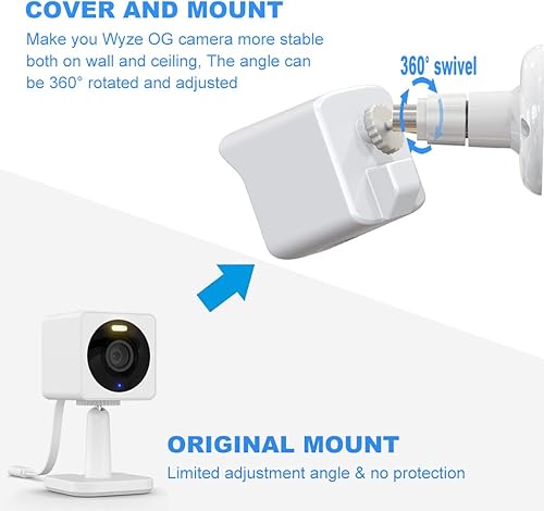 Miniatura 5 de Soporte de pared para telefoto Wyze Cam OG y Wyze Cam OG, cubierta protectora resistente a la intemperie y soporte de montaje en pared ajustable de