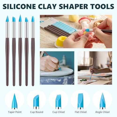Image of worison 10 Piece Silicone Clay Sculpting Tool Set - Dual Ended Clay Shapers and Sculpting Brushes for Modeling, Dotting, Pottery, Polymer Clay, and DIY Art Projects