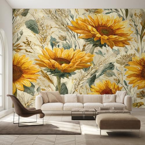 Papier peint fleur rustique intissé résistant pour fresque murale - 3