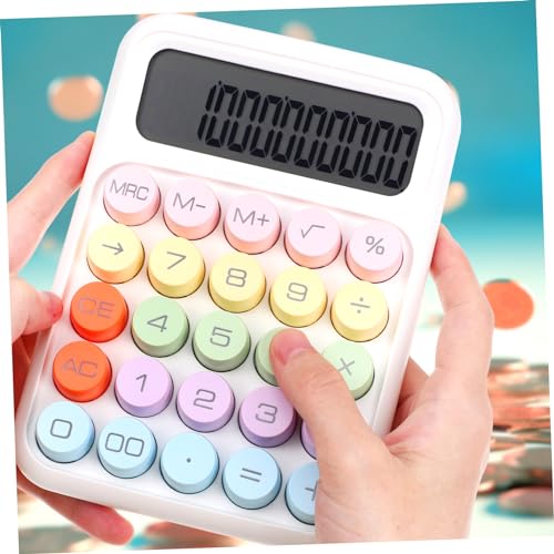 Calculadora de teclado mecánico Uonlytech con botones redondos grandes y pantalla LCD 4
