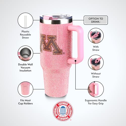 Image of The Memory Company Officially Licensed 40oz Pink Bling Game Day Tumbler, University of Minnesota