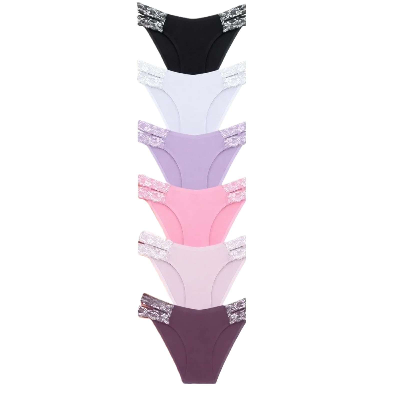 Pack de 6 Bragas sin Costuras para Mujer, Ropa Interior de Escote Alto, Braguitas para Mujer, Multipack