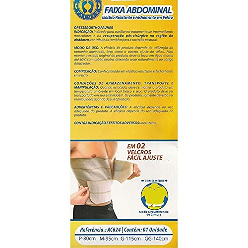 Faixa Abdominal com Três Painéis, Ortho Pauher, Bege, Pequeno