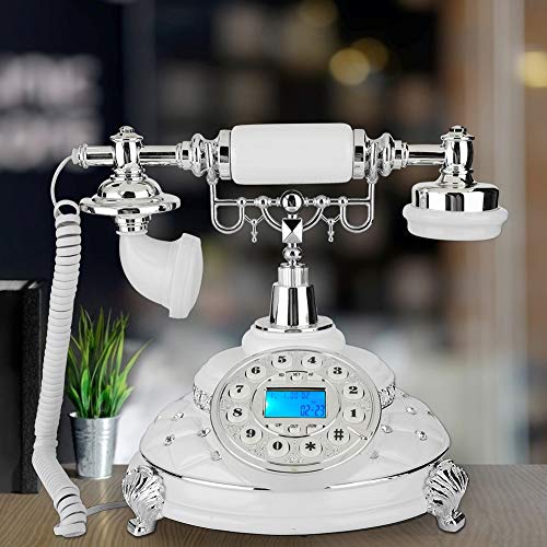Teléfono fijo vintage de escritorio plateado miniatura 6
