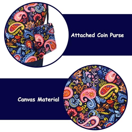 Image of NGIL Medium Top Zipper Closure Canvas Tote Bag with Attached Matching Coin Purse For Moms and Nurses