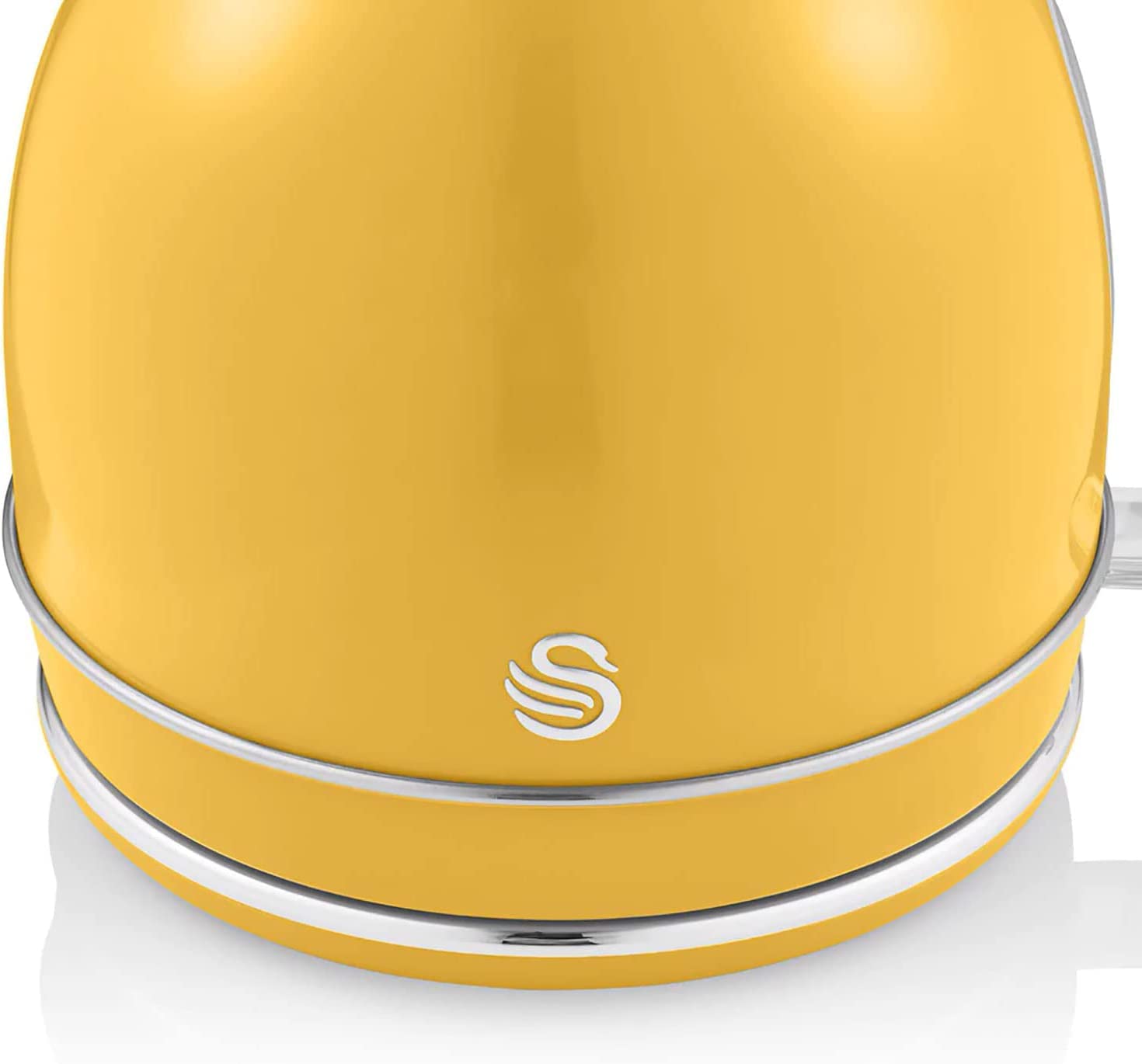 Swan retro hervidor de agua 1,8l, tetera eléctrica, resistencia oculta acero inoxidable, inalámbrico, sin cable, diseño vintage, apagado automático controlador strix , amarillo, 2200W
