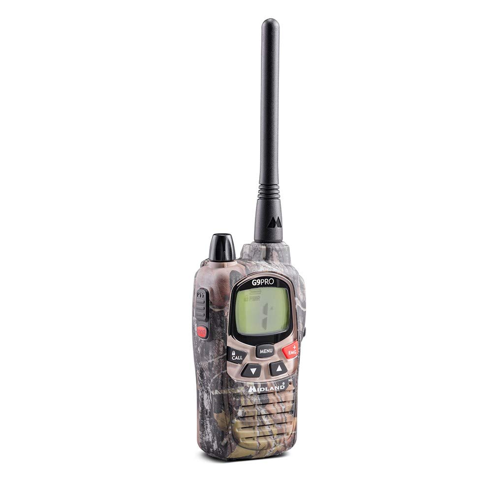 Midland G9 Pro C1385.01, Radio OdbiornikNadawczy Walkie Talkie Dual Band 40 Kanałów PMR446 i 69 Kanałów LPD, 4 Baterie Ładowalne Ni-MH AA 1,2V/1800 mAh, Ładowarka i Klips Pasowy