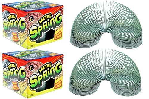 JA-RU Jumbo Silver Metal Spring Toys - 2.5 Inch Coil Spring Vintage Toys. Travel Size Games. Treasure Box Classroom Prizes for Kids, Party Favors for Teens