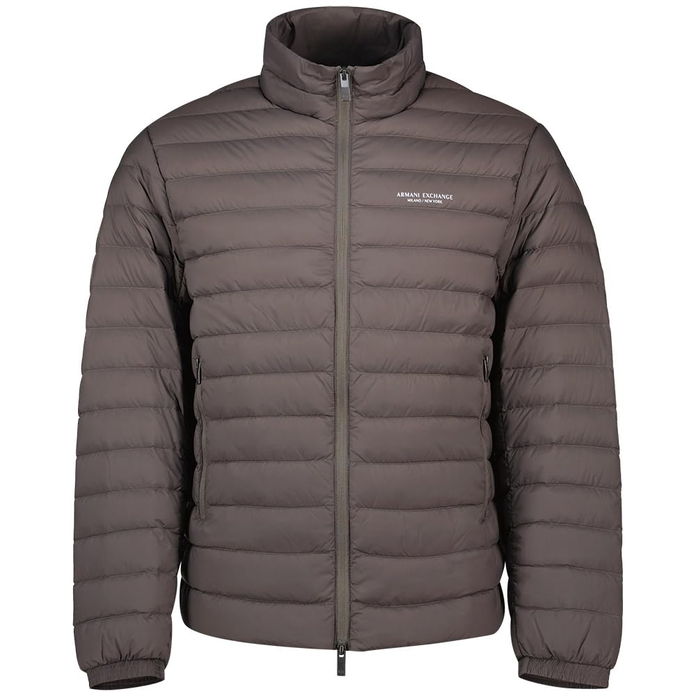 Armani Exchange Men's Essential, Light Padding Milano-New York Side Logo Jacket, Dark Gull Gray, S, Dark Gull Gray, S