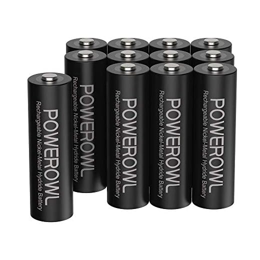 POWEROWL Laddningsbara AA-Batterier, 2800mAh AA-batterier med Hög Kapacitet 1,2V NiMH Låg Självurladdning (12 Stycken)