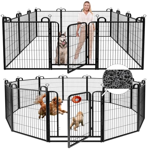 Image of Kfvigoho Dog Playpen Outdoor 12 Piece Panels Heavy Duty Dog Fence 40 inch