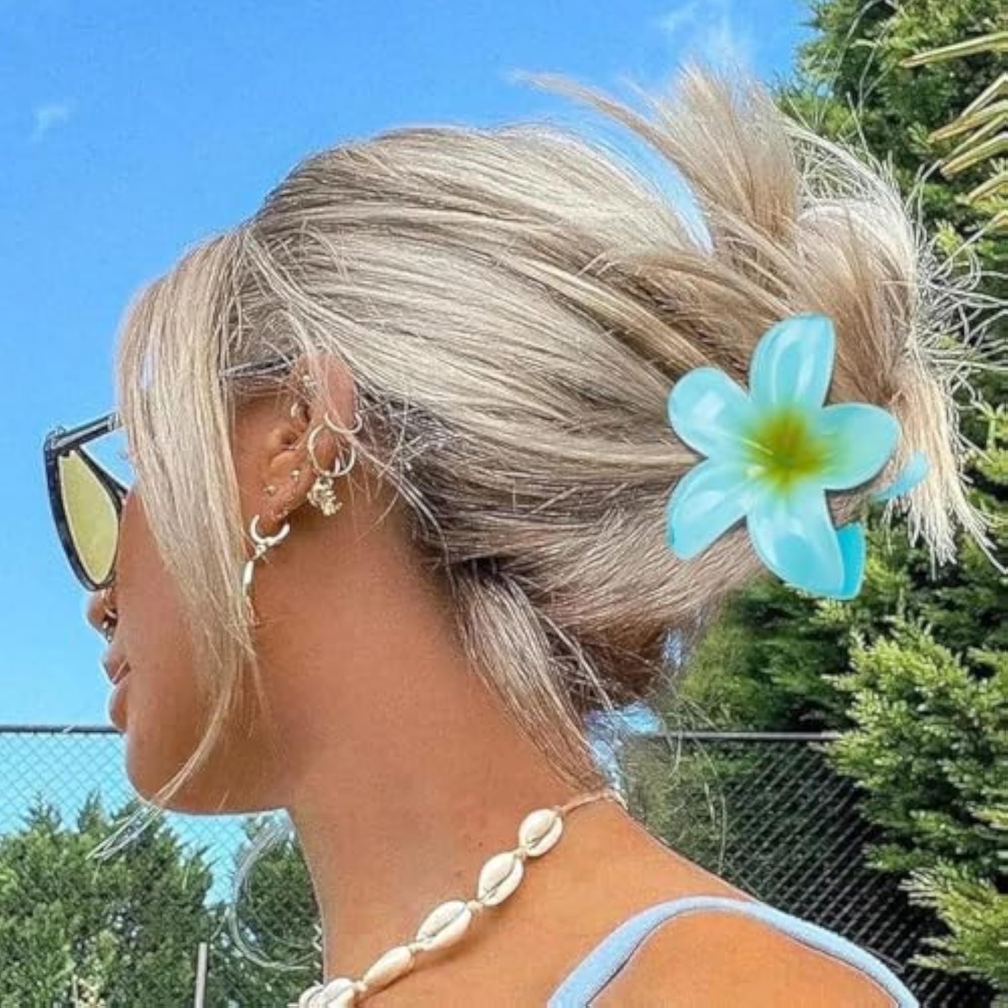 Flower Hair Claw Clips Pack of 3, Cute Floral Design