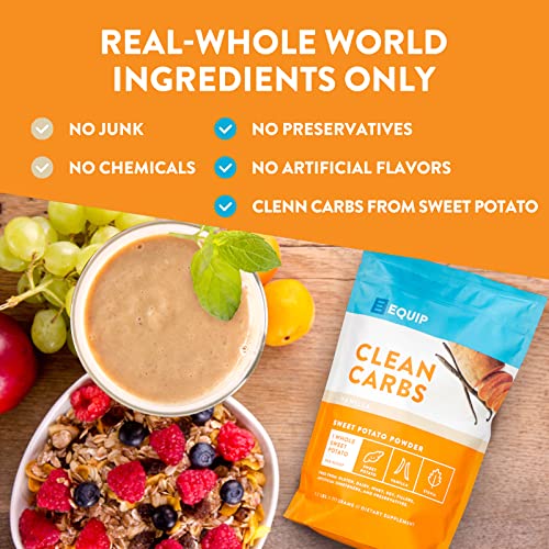 Equip Foods Protein Powder Unflavored & Clean Carbs Powder - Grass-Fed Isolate Beef Protein Powder & Plant Based Clean Carbs - Pre Or Post-Workout Treat - Unflavored, Sweet Potatoes Vanilla #TOP4