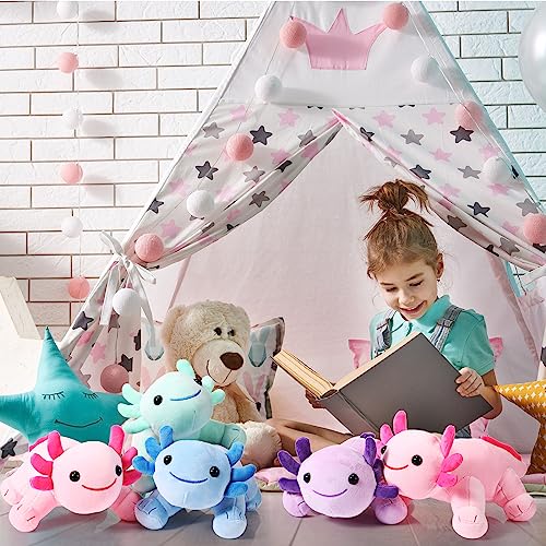 Image of Libima 5 Pcs 12 Inch Axolotl Plush Toys Stuffed Animal Plushies Pillow Doll Cute Soft Axolotl Toy Stuffed for Birthdays Gift Home Decoration(Bright Color)