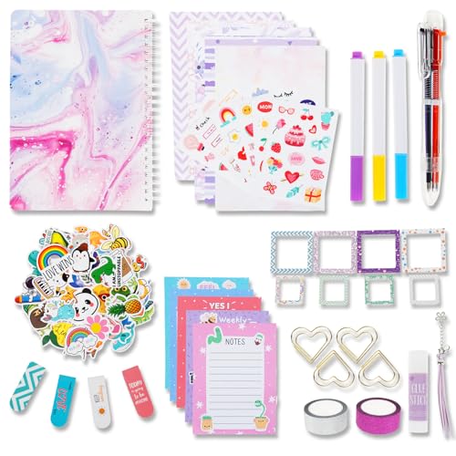 Conjunto de diário 'faça você mesmo' para meninas, kit de álbuns de recortes, suprimentos de artesanato para crianças de 8 a 14 anos, adolescentes