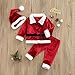 DAOLUAN Three Piece Children’s Clothes Fashion Santa Claus Long Sleeve Cardigan and Trousers & Hat (Red, 12-18 Months)