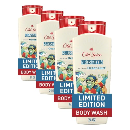 Image of Old Spice Body Wash for Men, Summerdudes, 24 /7 Shower Fresh with Daily Use, Long Lasting Scent, Cleanse & Refresh Skin, VIP Festival Experience, Broseidon with Ocean Surf Scent, 24 Ounce (Pack of 4)