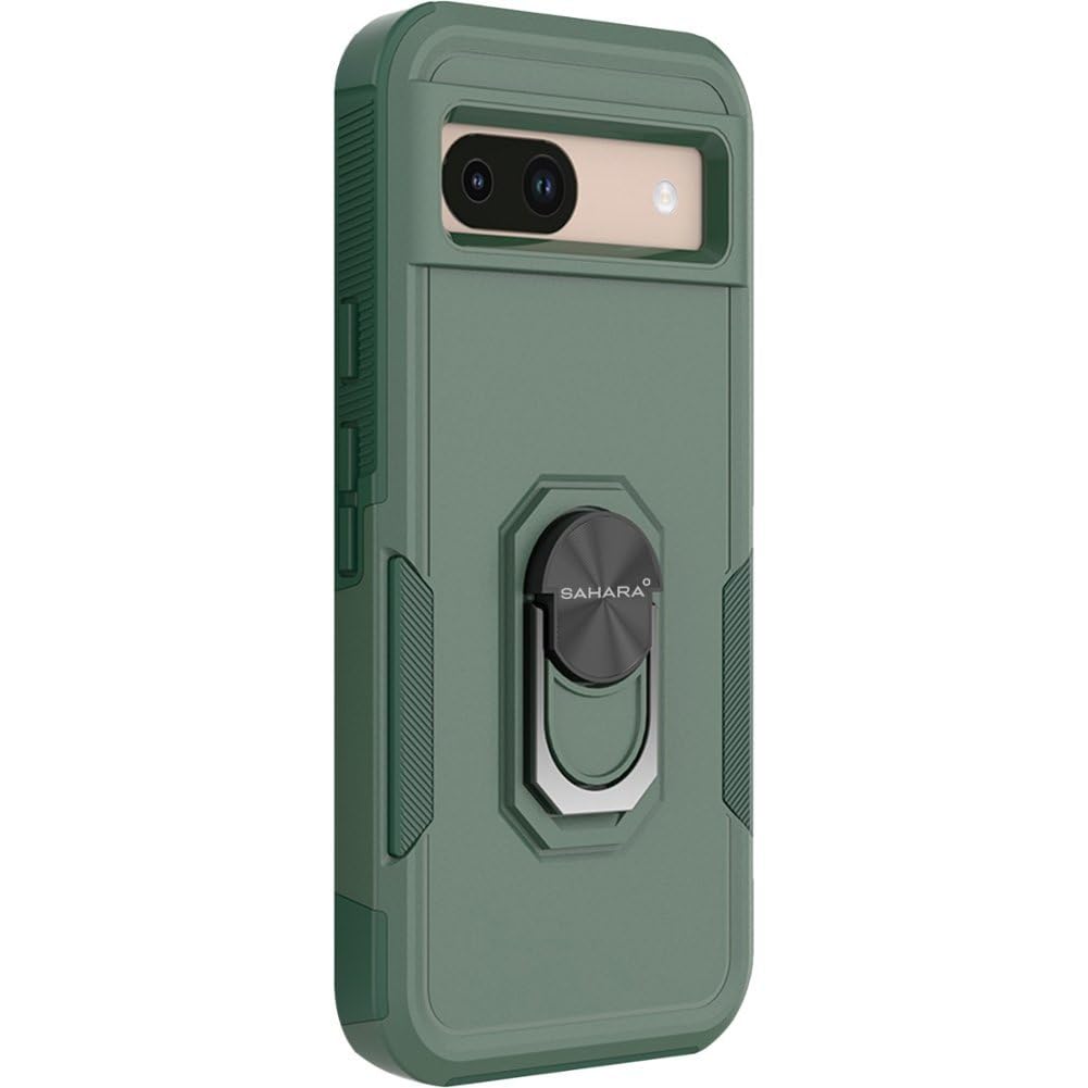 SaharaCase Raider Series Kickstand Case for Google Pixel 8a - Triple-Hardened TPU and Rubber Materials, Heavy-Duty Design, Built-in Kickstand (Cactus Green)