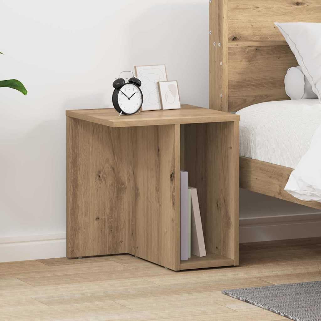 Mesa auxiliar de madera de roble Artisan, 2 unidades, 37 x 32 x 40 cm, con estante y estante, mesa de centro moderna para salón, dormitorio, pasillo, ideal como mesita de noche, mesa de