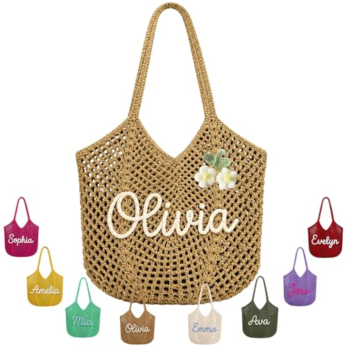 Bolso playero personalizado de crochet para mujer miniatura 1