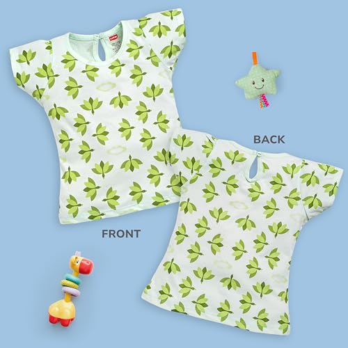 Image of LuvLap Baby Girls Regular Fit 100% Cotton Half Sleeves Girls Top Pack of 5
