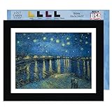Lost Cabin Starry Night Over the Rhone by Vincent Van Gogh | Matted Print in Black Flat Frame | Fine Artwork Painting Reproduction | Framed Wall Art Decor Poster | Image: 19x27 Frame: 28x36