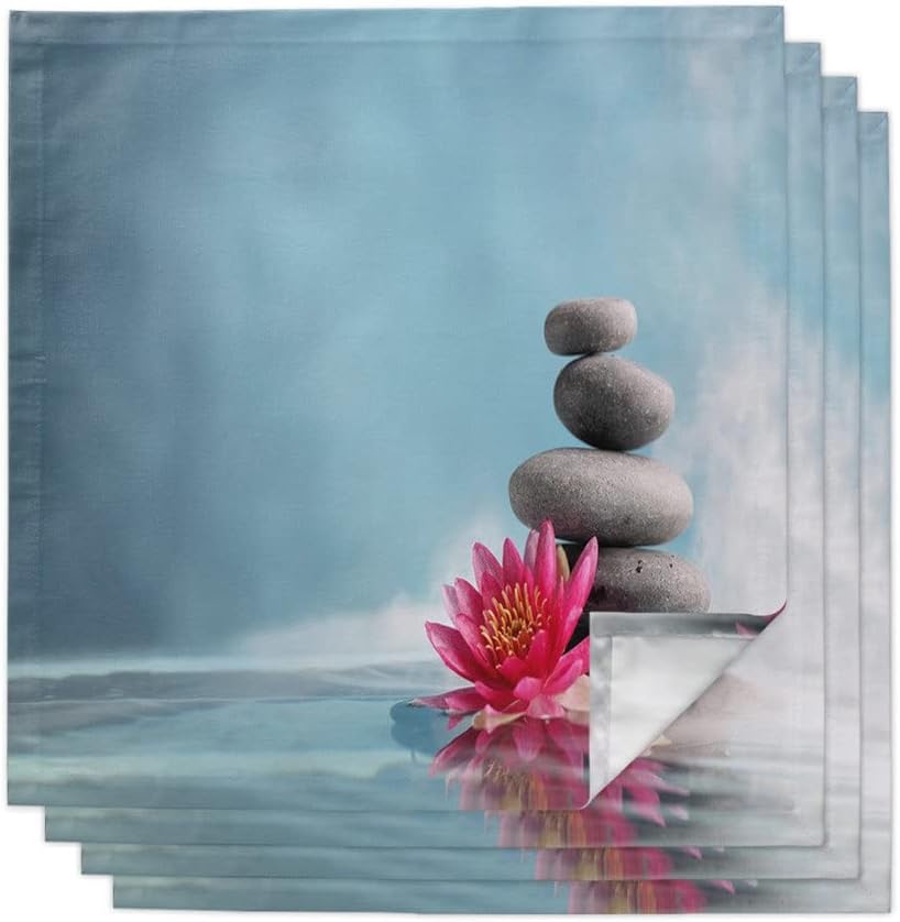 Stone Flower Plant Water Surface Mist Table Napkin Cloth Set Napkin for Party Wedding Table Cloth Kitchen Dinner Napkins(8pcs)