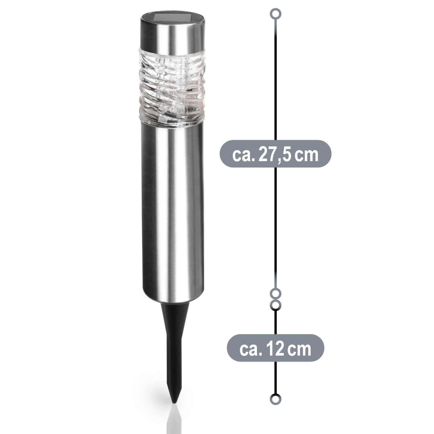 com-four® 16x Solarleuchten für Außen - Solar Gartenleuchten mit Erdspieß aus Edelstahl und Echtglas - Wetterfeste LED Wegeleuchten für Garten, Weg, Terrasse und Einfahrt