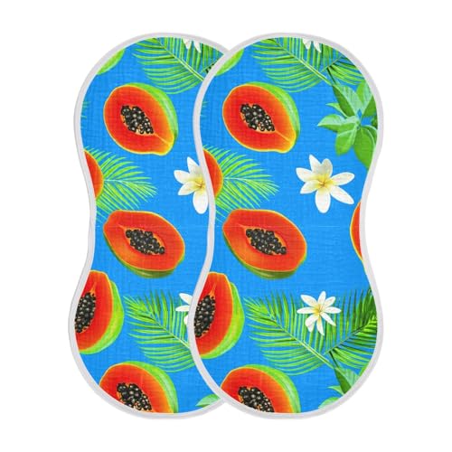 Papaya Frangipani Leaves Baby Burp Cloths Cotton Washcloths Soft Absorbent Burping Rags for Baby Boys Girl Muslin Burp Cloths 1 Pack2