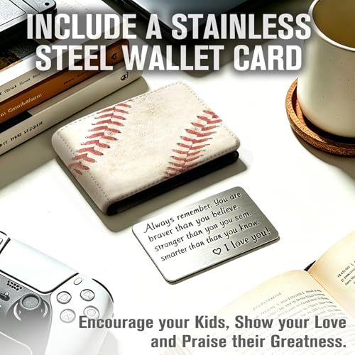 Image of Kids Wallet for Boys, Cool Wallets for Teen Son Ages 4 5 6 7 8 9 10 11 12 13 14 15 16, Leather Bifold Purse with Coin Pocket ID Window, Christmas Birthday Gift for Kid Men Boy Youth Guys