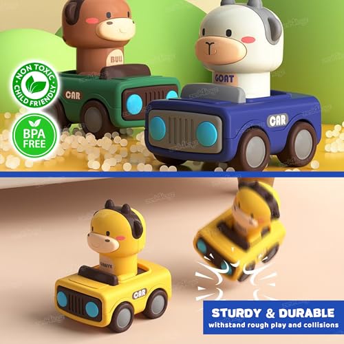 Image of Zest 4 Toyz Press and Go Car Toy for Kids Cartoon Animal Push & Go Cars Friction Powered Vehicles Educational Toys for Boys & Girls 12 Months+ (Pack of 3) Random Dispatch