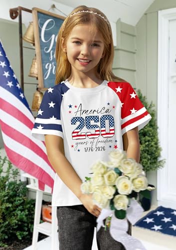 Image of Ithalt Boys Girls USA Shirts Kids 4th of July Shirts American Flag Tshirt Patriotic Top Independence Day Outfit 5-13y