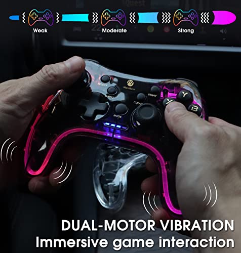 2 Pack Game Controllers For Tesla Model 3 Y S X, Wireless Dual-Motor Vibration Tesla Game Controller, Transparency Housing And Adjustable Colorful Rgb Hue Lights, Tesla Accessories, Come With Hub #TOP2
