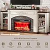 80" Electric Fireplace with Mantel, Fireplace TV Stand for TVs Up to 90",Modern Entertainment Center with Realistic Stacked Stone Surround,Wooden Carved Decorative Mantel, Ideal for Living Room #4