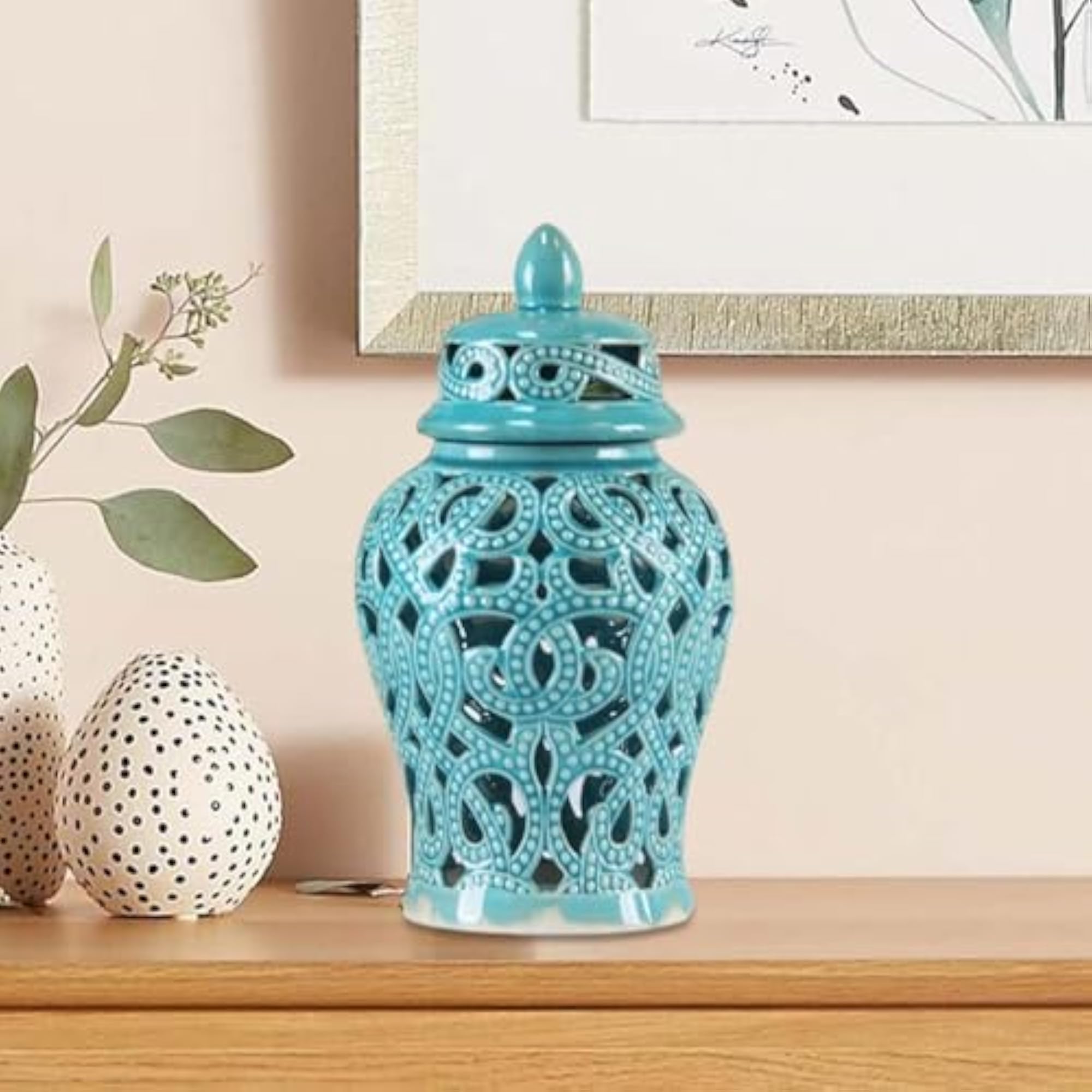 Oriental Style Table Flower Pot, Decorative Arrangement Jar