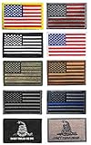 Antrix 10 Pack Iron on American Patches, Iron on Sew on Tactical USA American Flag US Flag DTOM Fully Embroidered Military Badge Emblem Patches for Clothes Jackets Jeans Caps Bags- 3.15x2