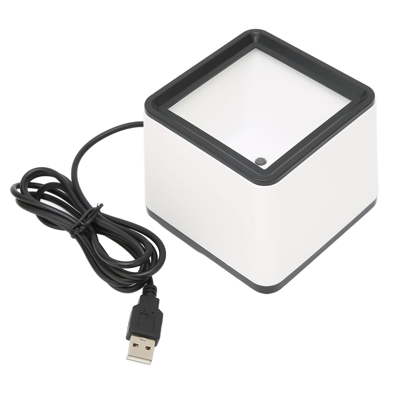 Goshyda Escáner de Código de Barras 2D 1D QR, Escáner de Lector de Código de Barras Automático de Escritorio con Cable USB, Escáner de Código de Barras de Pago Móvil de Escritorio Manos