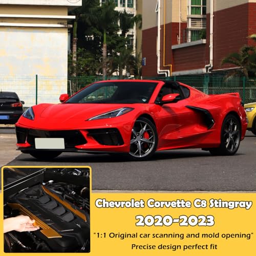 Image of CHEAYAR Engine Bay Panel Cover Compatible with Chevrolet Corvette C8 2020-2023, Engine Shroud Cover Panel Trims, C8 Accessories 2PCS (Engine Compartment Cover-Yellow)