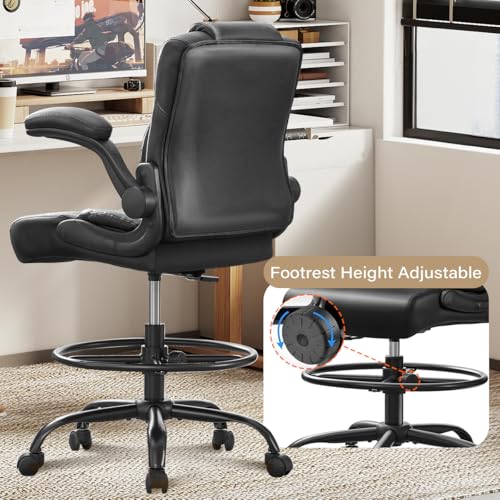 Image of BOSMILLER Drafting Chair,Tall Office Chair for Standing Desk with Adjustable Height,Counter Computer Chairs with Footrest for Home,Drawing or Counter Height Use