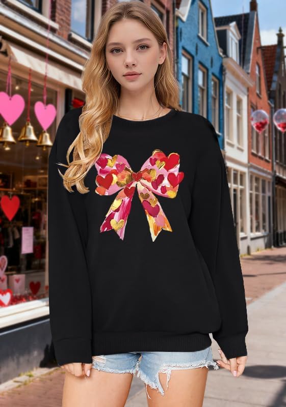 hohololo Valentines Day Sweatshirt Women Valentine Shirts Love Heart Long Sleeve Tops Oversized Crewneck Pullover - Image 5