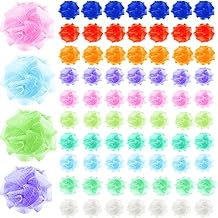 72 Pack Bath Loofah Bulk Travel Size Loofah Mini Sponge Mesh Shower Ball Body Scrubber Exfoliator Shower Bath Pouf Assorted Colors for Kids Women Men Wash Bathroom