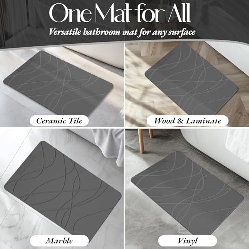 DECOLURE Stone Bath Mat Large, Quick Dry & Non-Slip Diatomaceous Earth Shower Mat for Bathroom, Luxurious & Easy to Clean Diatomite Stone Mat for Bathroom, Kitchen, High Density (Large, Grey) by DECOLURE - Image 7