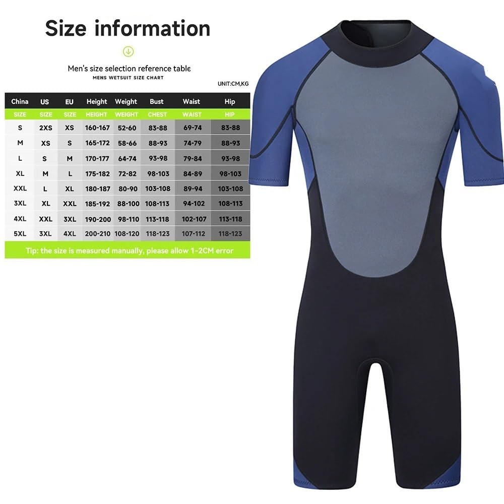 Combinaisons De PlongéE Muta da Sub Monopezzo da Uomo da 2 mm e 3 mm con Protezione Termica, Manica Corta, for Nuoto, Surf, Snorkeling Combinaison PlongéE Homme(3MM,S)
